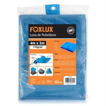 Lona Plástica Azul Foxlux com Ilhos Cantos Reforçados 4mx3m