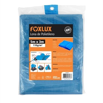 Lona Plástica Azul Foxlux com Ilhos Cantos Reforçados 5x3M