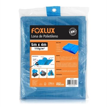 Lona Plástica Azul Foxlux com Ilhos Cantos Reforçados 5mx4m
