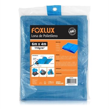 Lona Plástica Azul Foxlux com Ilhos Cantos Reforçados 6mx4m