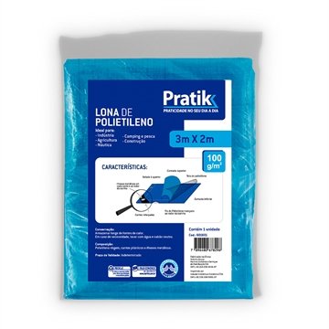 Lona Plástica Pratik Azul com Ilhos 3x2m