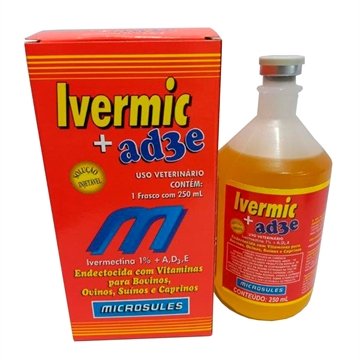 Ivermic + AD3E 1% Ivermectina Microsules Oleoso Injetável 250ml