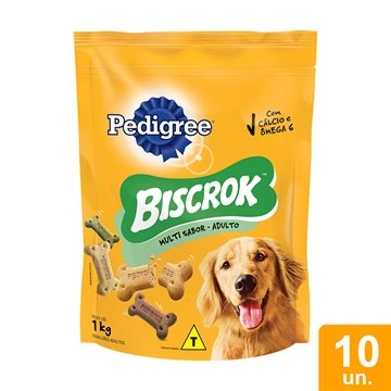 Biscoito Pedigree Biscrok Multi para Cães Adulto 1kg - Embalagem com 10 unidades