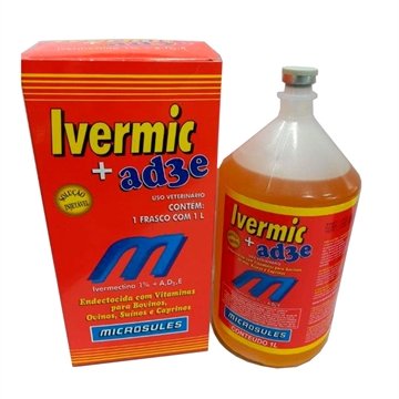 Ivermic  + AD3E 1% Ivermectina Microsules  Oleoso Injetável 1 Litro