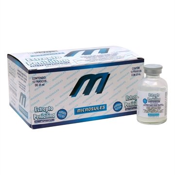 Antibiótico Microsules Estreptopenicilina Injetável 25ml - Embalagem com 12 Unidades