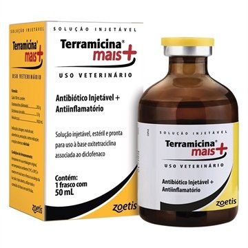 Terramicina Mais Injetável Zoetis Antibiótico + Anti-Inflamatório 50 ml