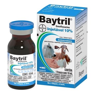 Baytril Antibiótico Bayer Enrofloxacina 10% Injetável 10ml