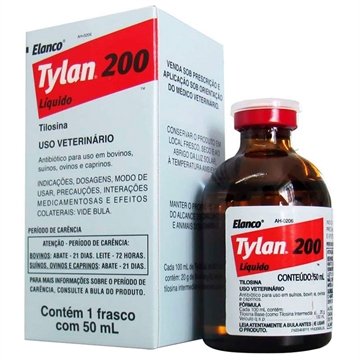 Tylan 200 Antibiótico Injetável Tilosina 20% 50ml