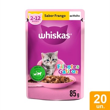 Ração para Gato Whiskas Filhote Sachê Frango 85g - Embalagem com 20 Unidades