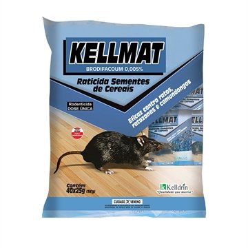 Raticida Kellmat Semente de Cereais Kelldrin 25g - Embalagem com 40 Unidades