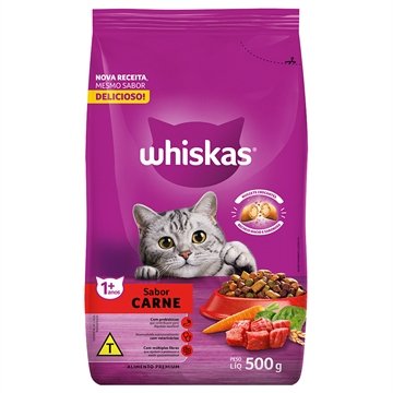 Ração para Gatos Whiskas Premium Carne com Delicrocs 500g