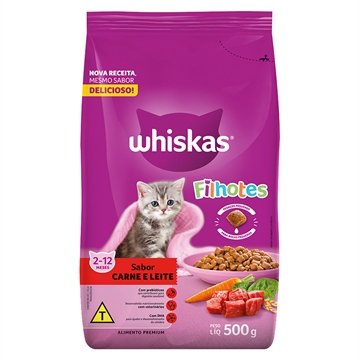 Ração para Gatos Whiskas Filhote Carne e Leite 500g
