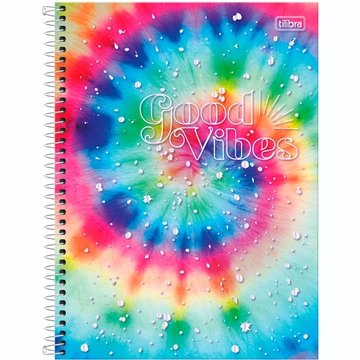 PRD. RE-ATIVADO - Caderno Espiral Universitário Capa Dura Good Vibs 10 Matérias 160 Folhas - Embalagem com 4 Unidades