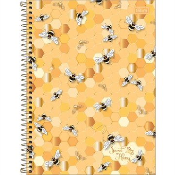 Caderno Espiral Tilibra Universitário Capa Dura Honey Bee 1 Matéria 80 Folhas - Embalagem com 4 Unidades