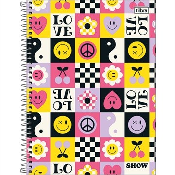 Caderno Espiral Tilibra Universitário | Capa Dura 10 Matérias Show Feminino 160 Folhas - Embalagem com 4 Unidades
