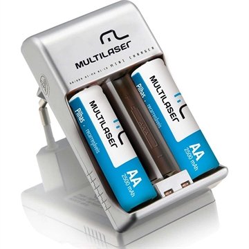 OLD Carregador De Pilhas Multilaser Aa/Aaa + 2 Pilhas Aa 2500Mah-