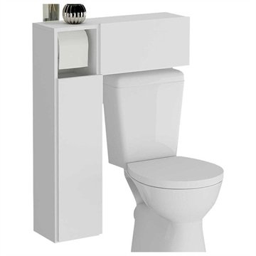 Armário de Banheiro para Vaso Sanitário com Suporte para Papel e 2 Portas Multimóveis FG3054 Branco