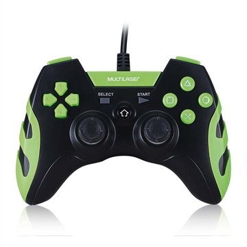 OLD Controle Gamer PS3/PC Preto/Verde Multilaser - JS091