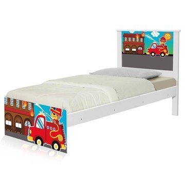 Cama Infantil Solteiro 195cm X 96cm Kmteb Quartel D- Fogo