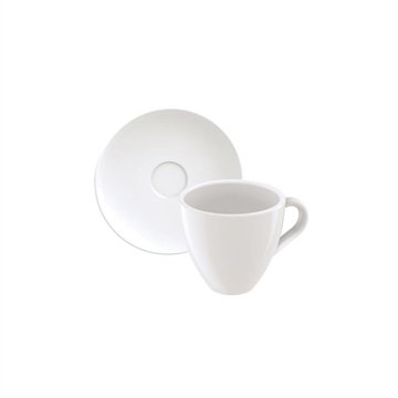 Kit Xícara Café Expresso Com Pires Paola Porcelana Resistente A Bactérias Cozinha Branco Tramontina