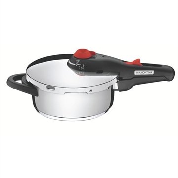 Panela De Pressão Tramontina Solar Em Aço Inox Com Revestimento Em Aço Inox 3L Com 5 Dispositivos