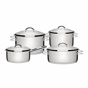 Jogo De Panelas Tramontina Solar 4 Peças Aço Inox Fundo Triplo Prata 1,4L