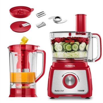 Multiprocessador Mondial Mpn-01-Re 7 Em 1 2 Velocidades 1000W Vermelho 110V