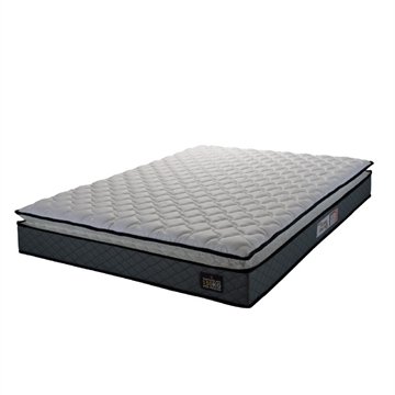 Colchão Casal Espuma D45 Pillow Top Strong 138X188x24cm Cinza/Branco Hellen+Suporta Até 150Kg Cinza