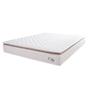 Colchão Queen Molas Ensacadas City Pillow Top Branco Bege Hellen