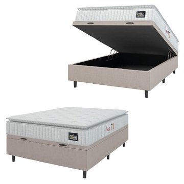Cama Box Baú Casal Colchão Espuma D45 Lazio Pillow Top