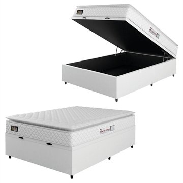 Cama Box Baú Casal Colchão Espuma D33 Pillow Top New