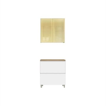 Cozinha Modulada Rainha Cz424 3 Portas 1 Gaveta Mdf 80Cm Branca E Nature