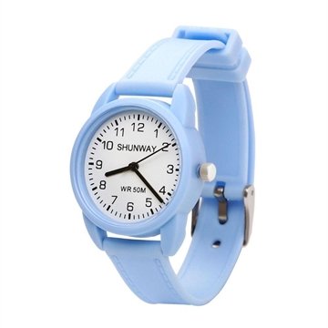 Relógio De Pulso Analógico Unissex S582-08-1 Com Pulseira De Silicone Azul Tudo Em Caixa