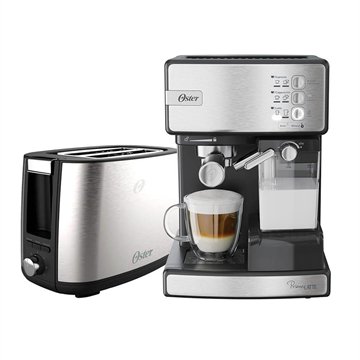 Kit Inox Cafeteira Primalatte E Torradeira Oster 220V