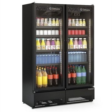 Expositor Vertical Gelopar Gcvr950cb 957L 2 Portas Preto 220V