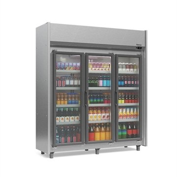 Expositor Vertical Auto Serviço Gelopar Geas3p 1200L 3 Portas Inox 220V