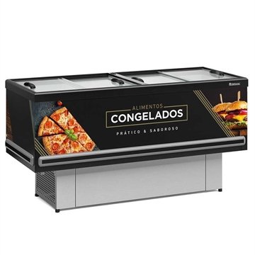 Ilha Expositor Ilha Gelopar Gesv190r 520L Sem Porta Preto Vidro Reto 220V