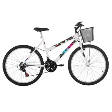 Bicicleta Safira Mountain Bike Aro 26 Quadro Aço 18 Marchas V-Brake Branco Mormaii