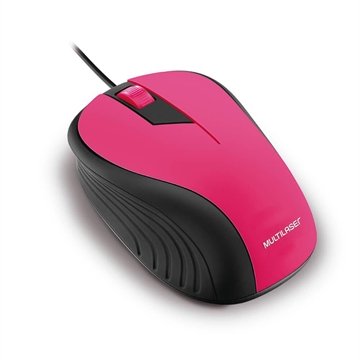 OLD Mouse Com Fio Wave Conexão USB 1200dpi Cabo de 130cm 3 Botões Textura Emborrachada Rosa - MO223