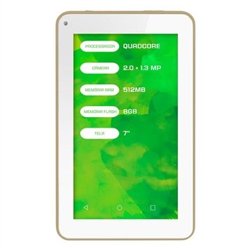 OLD Tablet Mirage 41T QuadCore Dual Câmera 2MP + 1.3MP Tela 7 Pol. Android 4.4 Dourado - NB250
