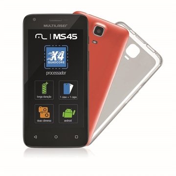 OLD Smartphone Multilaser MS45 Colors Preto Tela 4.5" Câmera 3 MP + 5 MP 3G Quad Core 8GB Android 5.0 - P9009