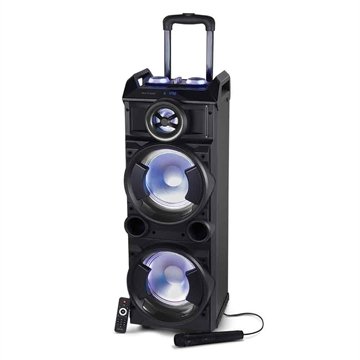 OLD Caixa De Som Torre Double 8 Bt/Fm/Usb/Sd/Aux. Microfone 300W Preto