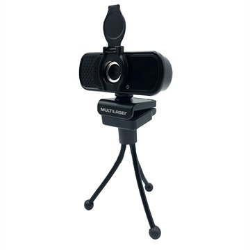 OLD Webcam Full HD 1080p C/ Tripé Noise Cancelling Microfone Embutido Preto Multilaser - WC055