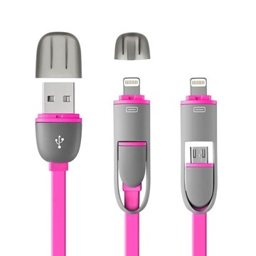 OLD Cabo 2 Em 1 Micro Usb E Iphone 5/6/7 Rosa 1,5M - WI336