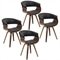 Kit 04 Cadeiras Decorativas para Escritorio Recepcao Ohana Fixa PU Sintetico Preto G56 - Gran Belo