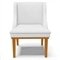 Cadeira Decorativa Sala de Jantar Base Fixa de Madeira Firenze PU Branco Fosco/Castanho