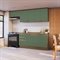 Armário De Cozinha Completa Cb1409 1 Porta 3 Gavetas Mdf 260Cm Verde Minimalista