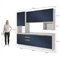 Armário De Cozinha Compacta Cb1437 11 Portas 3 Gavetas Mdf 250Cm Branco Azul Profundo
