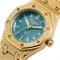 Relógio Feminino Textura Bezel Octogonal Analógico Metal Dourado Azul Mondaine